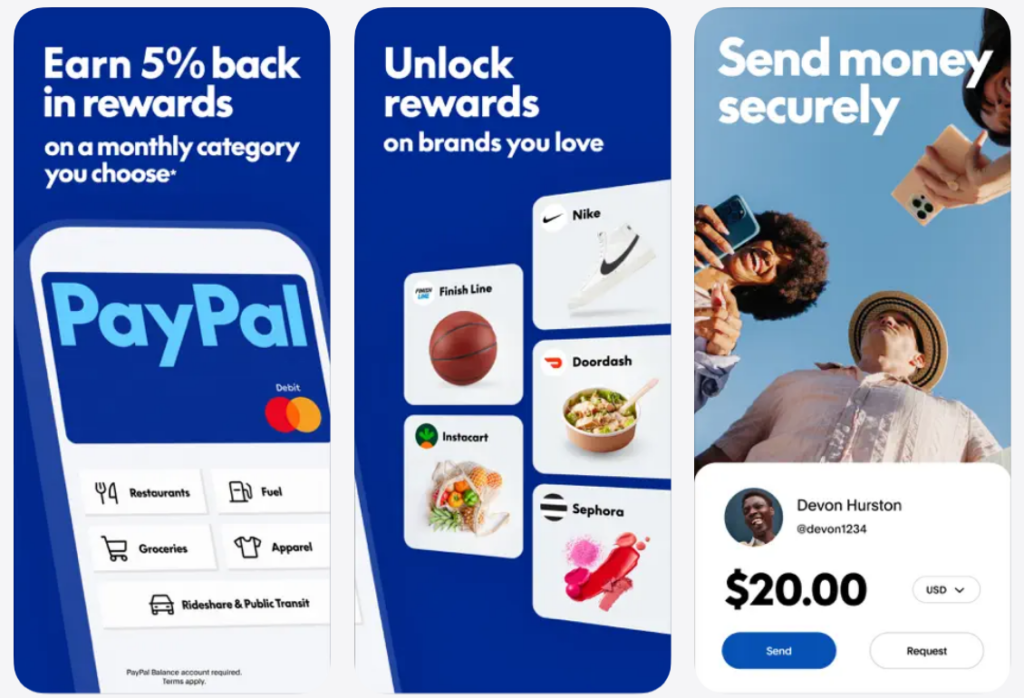paypal app screenshots